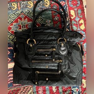 TODS black bag with patent and gold accents